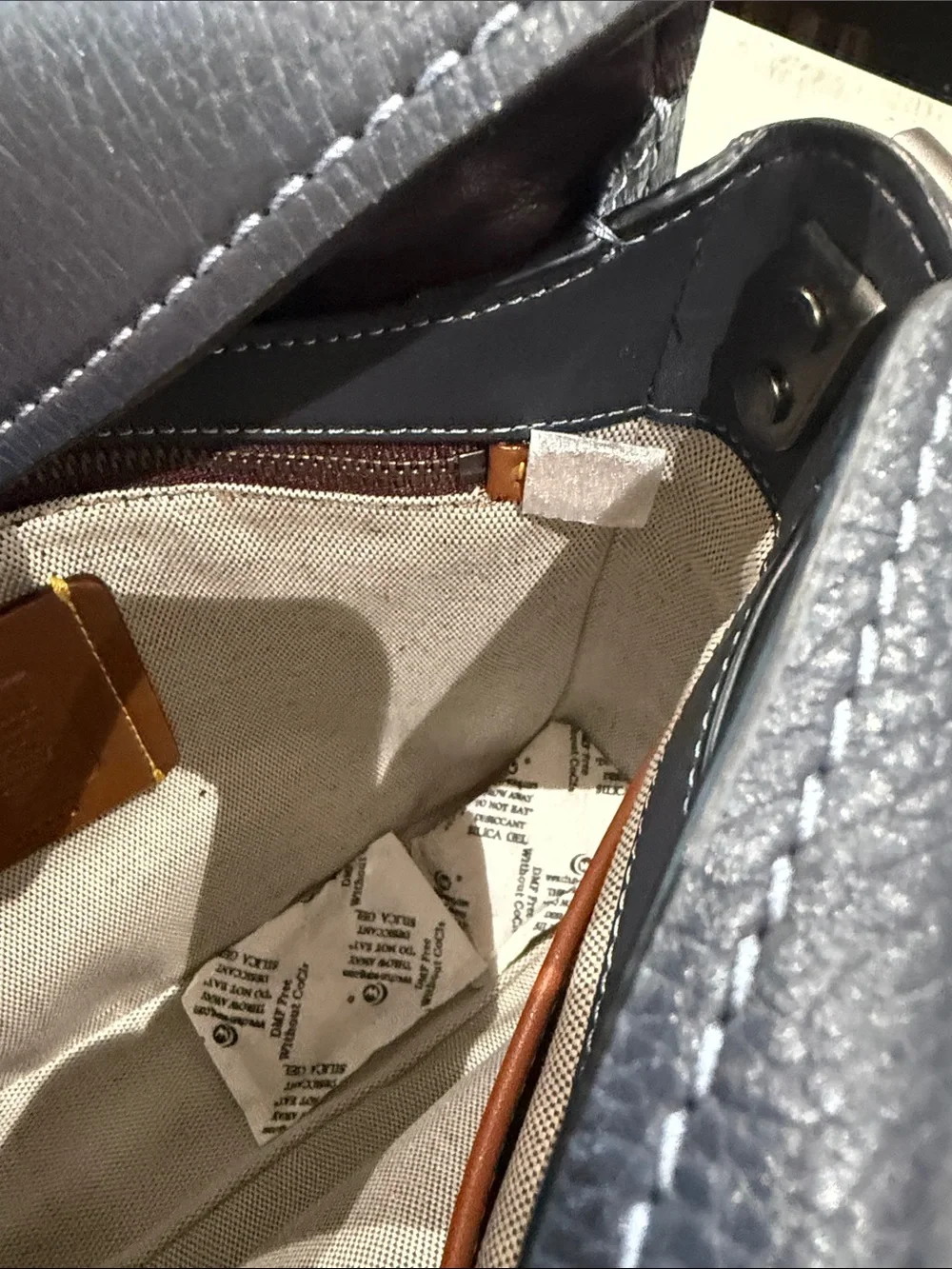 Coach Page 27 Blue Pebbled Leather Shoulder Bag